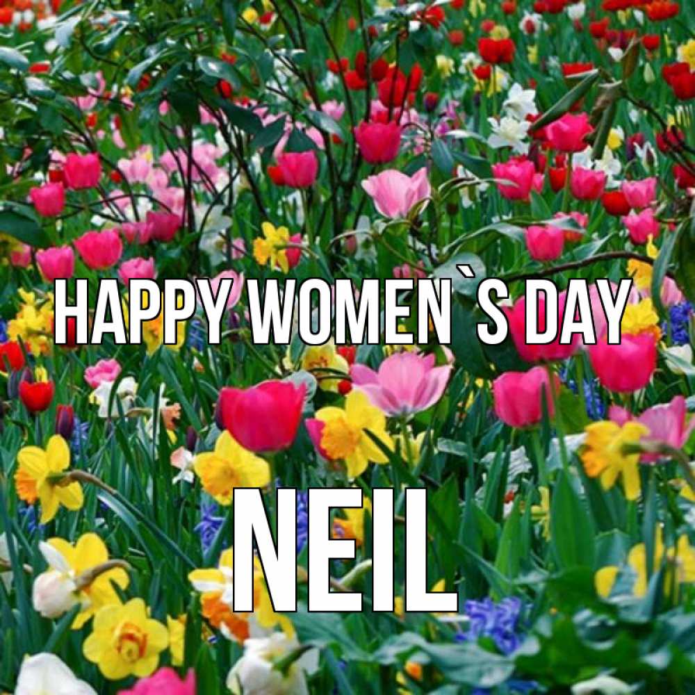 Greetings card с именем, Neil happy women`s day с международным женским днем поздравления для женщины Greetings with text for free download 